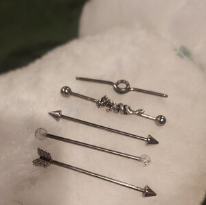 Silver Industrial Barbell Set Piercings